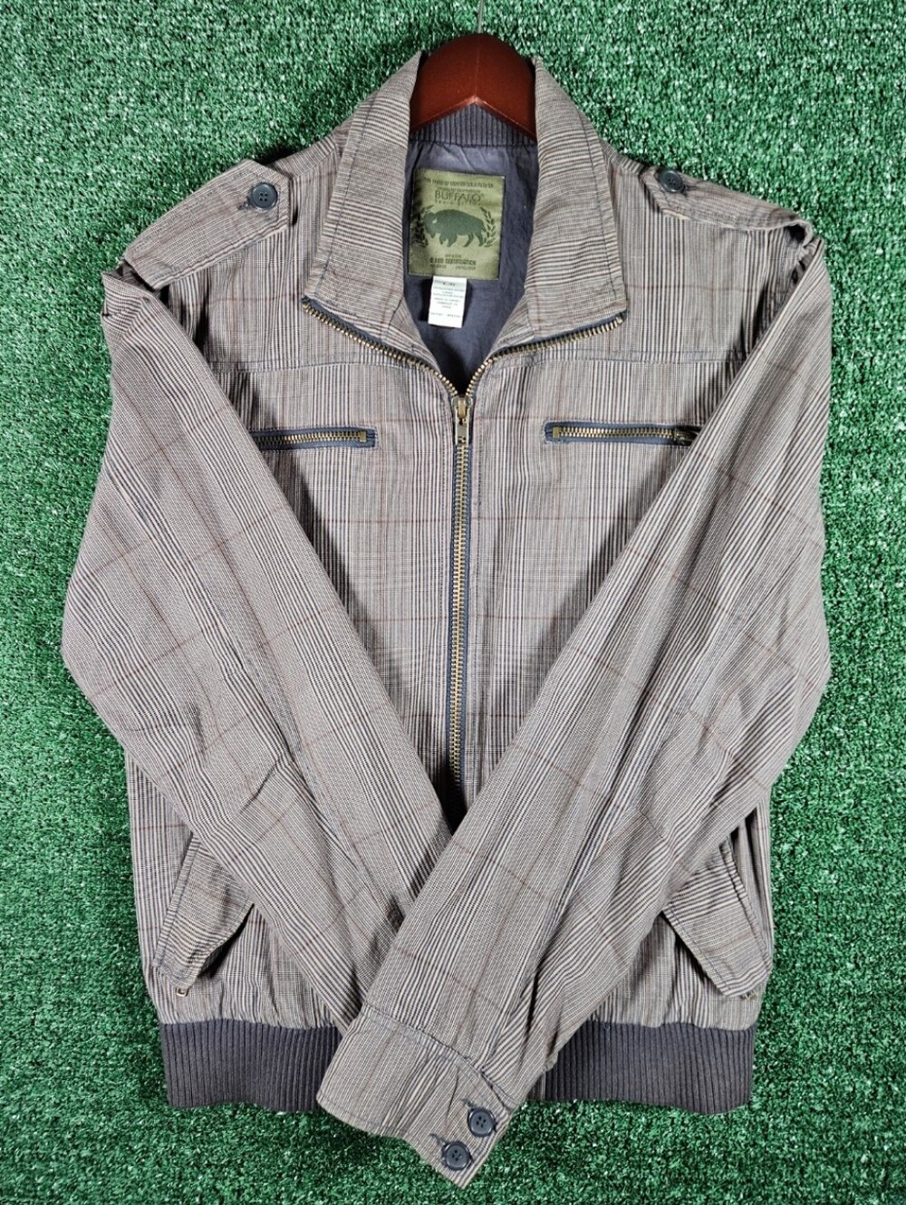 Buffalo David Bitton Plaid Cotton Zip Up Bomber Jacket / Mens Size Large